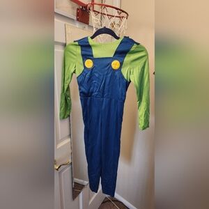 Super Mario Bros. LUIGI Blue and Green Costume for Kids, Size 4-6Y